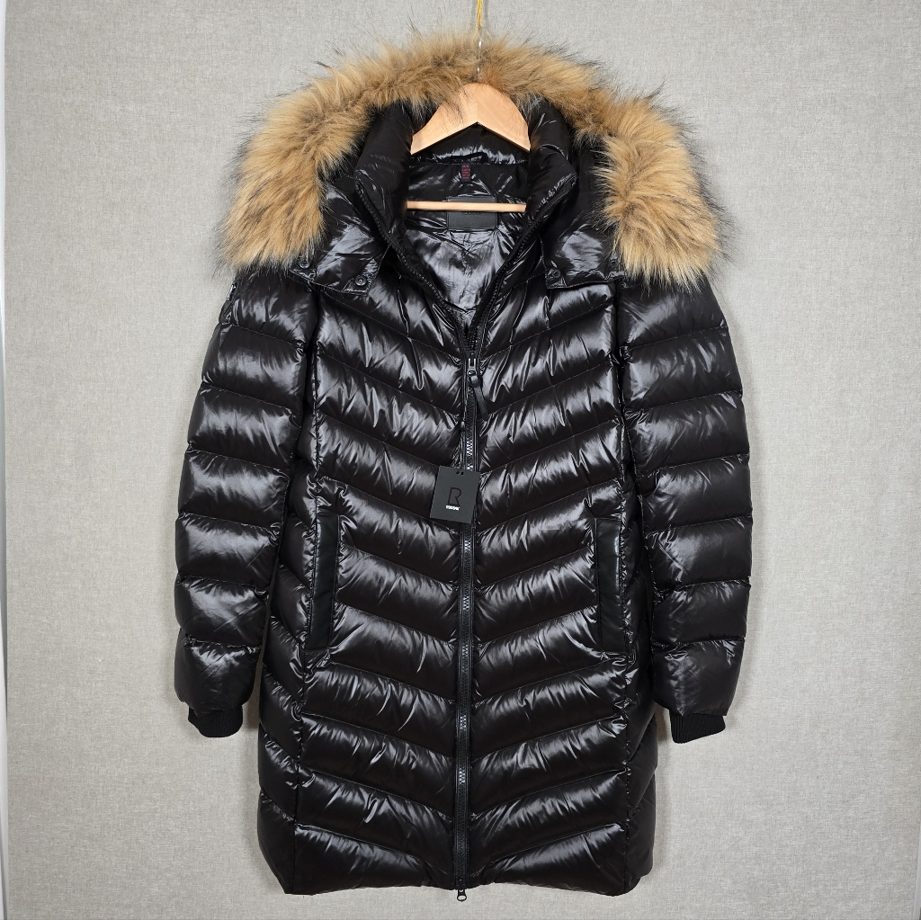 Nwt Rudsak Women's Alessia Black Duck Down Puffer Parka Faux Fur Trim Hood M